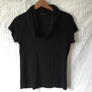Tahari Black Short-Sleeve Cowl Neck Top
